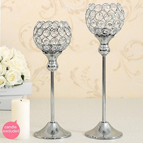 VINCIGANT Kristall Kerzenhalter Silber Votivkerze Kerzenständer für Muttertag Home Hochzeit Dekoration