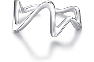 Qings Anillo de plata de ley ajustable inspirador alto y bajo, anillo envolvente de onda CZ Zig Zag arriba y abajo de aliento para mujeres y niñas