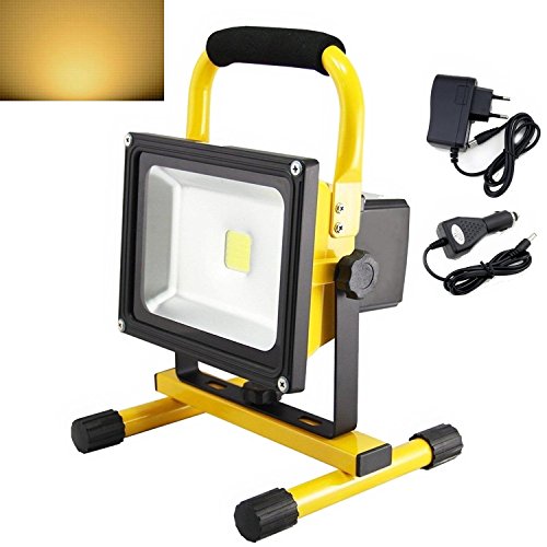 MCTECH® 20W Warmweiß Gelb Handlampe LED AKKU Flutlicht Arbeitsscheinwerfer Beleuchtung laterne IP65 - 3