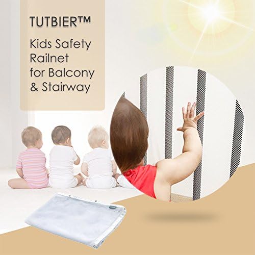 TUTBIER Kids Safety Railnet for Indoor Balcony and Stairway, Enhanced Banister Stair Net, 10ft L x 3ft H