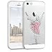 Produktbild kwmobile Hülle für Apple iPhone SE/5/5S - TPU Silikon Backcover Case Handy Schutzhülle - Cover klar Ballerina Sketch Design Schwarz Rosa Transparent