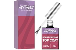 INTOBAS 15ML No Wipe Top Coat, Top Coat Semi Permanent Brillant, Top Coat Gel UV Professionnel, Longue Tenue- Soak Off UV/LED, Vernis à Ongles Gel Pour Studio De Manucure DIY- Qualité Salon