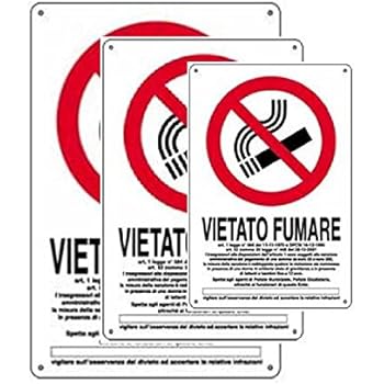 Vsafety Cartello Vietato Fumare 150x200 Mm - Plastica Resistente, Conforme Norme EN ISO 7010 - Nero/Rosso, Orientamento Verticale
