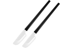 APAUSVCM 2 Stück Silikon Spatel,Silikon Teigschaber Küche,Silikonspachtel mit Holzgriff,Klein Schmal Küche Silicone Löffel Kochen,Silicone Schaber Klein Schmal,für Backen Mischen Kochen Rührwerkzeuge-Schwarz