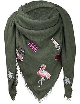 XXL PATCHES STICKER Flamingo Damen Karo Schal Tuch Karoschal Halstuch Fashion Plaid Loop