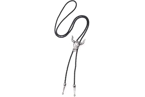 Sumajuc Mens Leather Necklace, Adjustable Vintage Bolo Tie for Men, Unisex Wild West Theme Cowboy Accessories