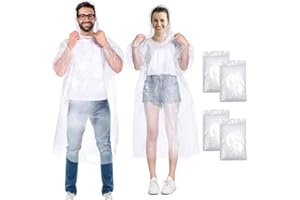 Henrycares 6/10 Stück Einweg Regenponcho Damen Herren, Durchsichtig Regencape Regenschutz mit Tunnelzug Kapuze und Elastische Manschette,Wasserdicht für Wandern Radfahren Camping und Reisen