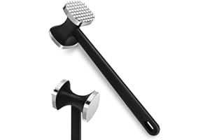 MELEHO Meat Tenderizer Hammer, Dual-Side Kitchen Meat Pounder Flattener, Heavy Duty Stainless Steel Manual Meat Hammer for Tenderizing Steak, Beef, Chicken, Fish Meat Tenderisers Tool