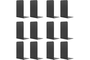 MSDADA Podpórki do książek z metalu, stojak na książki CD dla dzieci, dekoracyjne podpórki na książki do szkoły, domu, biura, biblioteki (czarny, 6)