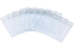FEBBYA Porte-Badge,50 Paquet Transparent Support de Badge Imperméable Plastique Porte-Cartes Horizontaux avec Grip Seal pour Affaires Exposure Bureau 100x82mm