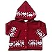 3-6 months - Baby Girls Cardigan - Beautiful Red and White LOVE HEARTS Pattern Knitted Hooded Cardigan