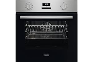 Zanussi ZOHNE2X2 Four multifonction, 7 fonctions, horloge programmeur électronique, nettoyage facile, commandes fixes, affichage LED, anti-traces de doigts, Inox, classe A, 65 litres