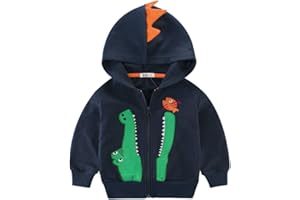 LitBud niños pequeños Sudaderas con Capucha Chaqueta de Dibujos Animados Dinosaurio Cremallera Packaway otoño Abrigo para niños 1-7 años