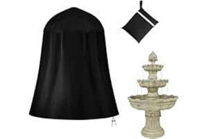 COOSOO Garden Fountain Cover Oxford Heavy Duty Waterproof Dustproof Cover with Locking Drawstring for Winter Outdoor Patio Fountain Statue Protector Fountain Anti-Frost Accessories