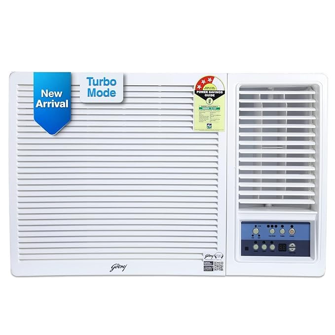 Godrej 1.5 Ton 3 Star, Turbo Mode Window AC (Copper, Anti-Dust Filter, Anti-Freeze Thermostat, AC 1.5T WFC 18UTC3-WWB Window, White)