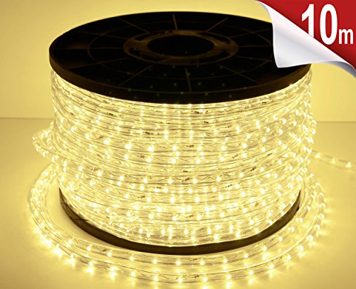 10m LED Lichterschlauch Lichtschlauch Lichterkette Licht Leiste 360 LEDs Xmas Schlauch Steckerfertig für Innen und Außen-Bereich – Komplett Set inkl. 20 Wandhalterungen – Warmweiß - 2