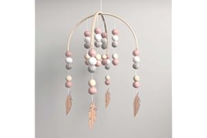 Conruich Baby Windspiele, Neugeborenen Kinderzimmer hängende Bettglocke Kinderbett Spielzeug, Mobile Krippe Kinderzimmerdekoration, Holz Ornament Geschenk für Baby Mädchen oder Jungen