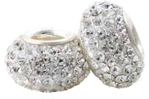 FABULANA One Genuine Solid Sterling Silver Plated 925 Clear Austrian Crystal Bead Charm - To Fit Pandora, Trollbeads, Chamilia, Baci, Tedora, Amore And Any Similar 3MM Bracelets