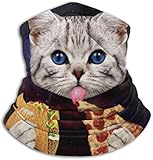 dfegyfr Space Cat avec Taco et Pizza Écharpe sans couture pour le cou et le foulard Bandana Masque facial Protection UV sans soudure pour la moto à vélo débarrasser