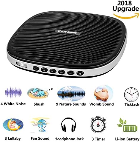 three sheep White Noise Machine, three sheep Sleep Sound Machine, Baby Sound Machine with 20 Soothing Sounds, Headphone Jack, Timer for Baby & Adult Sleep, Relaxation, Home, Office and Travel (Black)
