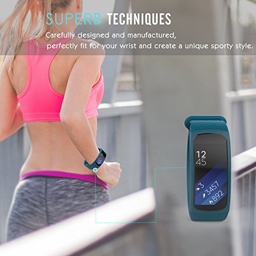 MoKo Samsung Gear Fit2 Correa  Fit 2 Pro Pulsera Deportiva Silicona Suave Reemplazo Sport Band para Samsung Gear Fit 2 SM-R360 Smart Watch  Azul Oficial  3 Piezas de Bandas incluido para 2 Longitudes 