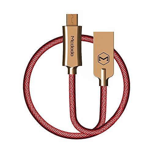 Android Cable Auto Disconnect Micro USB Cable,Nylon Braided Reversible Fast Charging Cord for Samsung,HTC,Nokia and More 4.9ft (Red)