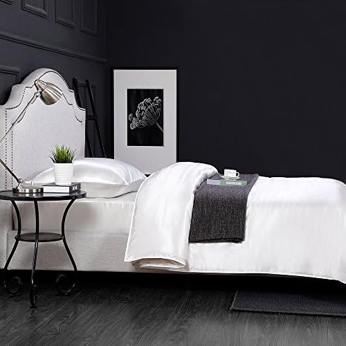 Mommesilk Satin Sheet Set (6 pcs) Bedding Sheets Pillowcases, Fitted Sheet and Duvet Cover King Size Ivory