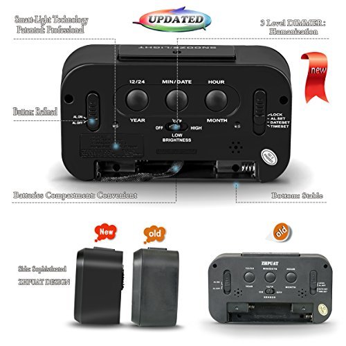 ZHPUAT Digital-Wecker Digitaluhr große LCD-Ziffern mit Hintergrundbeleuchtung Schwarz - 5