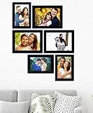Paper Plane Design Collage Photo Frames (Set of 6, Wall Hanging),Black