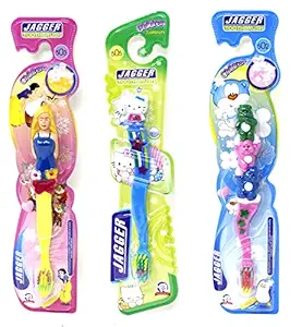 Fusine Jagger Toothbrushes for Kids Extra Soft Nylon Bristles for Comfortable Brushing (Pack of 3)
