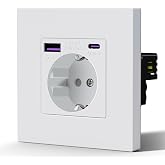 BSEED Wall Plug with 20W USB and Type C, Plastic Plug with Quick Charge, 3 in 1, Easy Installation, Child Protection, 1 Plug