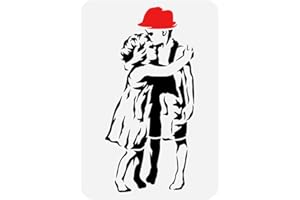 FINGERINSPIRE Banksy Kids Hugging Stencil 21 x 29,7 cm Reutilizable Banksy Girl Pintura Plantilla Banksy Boy Dibujo Plantilla Banksy Tema Plantilla para Pintura Sobre Madera, Pared y Muebles