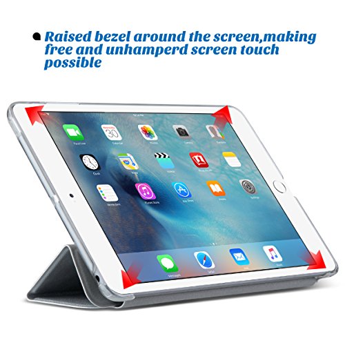 iPad Mini Case, ULAK iPad Mini 1/2/ 3 Hülle Ultra Dünn [Gemusterten Design] Wickelfalz Ledertasche mit Lichtdurchlässig Rückseite Abdeckung Schutzhülle für Apple iPad Mini 1/2/3 Auto aufwachen / Schlaf Funktion (Silber) - 7