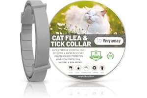 Woyamay Collare Antiparassitario per Gatti, Collare Antipulci Gatto Regolabile Resistente All'acqua, Naturali 8 Mesi di Protezione Collare Antizecche per Gatti per Tutti i Gatti, Grigio