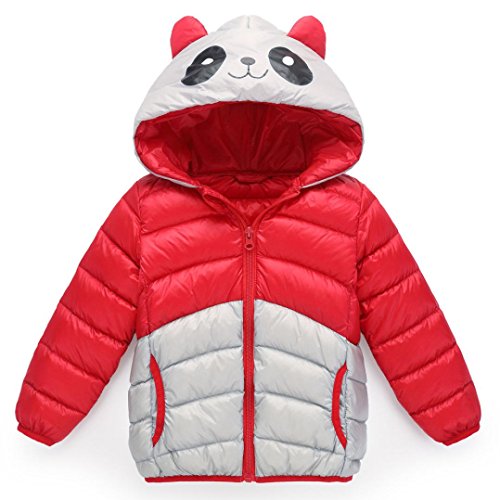 Preisvergleich Produktbild Longra Baby Kinder Mädchen Junge Winterjacke Steppjacke Sweatjacke Wärmejacke Jacke Parka Gesteppt mit Panda Kapuze Unisex Kinder Daunenmantel Daunenjacken Down Jacket (120CM 4Jahre, Red)