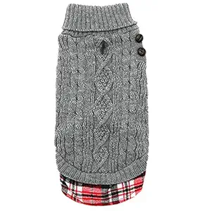 kyeese Small Dogs Sweater with Leash Hole Doggie Pullover Sweater Knitwear Knit Warm Pet Coat for Fall Winter