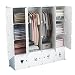 Produktbild Koossy erweiterbares Regalsystem stabiles Steckregal Kleiderschrank mit Kategorie Aufkleber für Kinderzimmer Wohnzimmer und Schlafzimmer, 880L,147 x 147 x 47 cm, Weiß