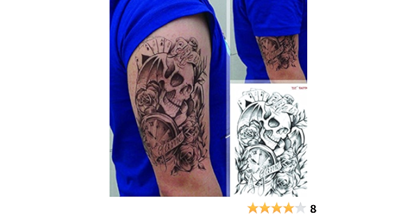 S A V I Temporary Tattoo For Girls Men Women 3d Skull Sticker Size 19x12cm 1pc 49 Black 4 G Amazon In Beauty
