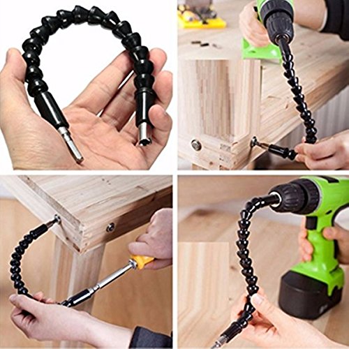 1 Flexible Welle Bits Extention ENLI Schraubendreher Bohrerhalter Flexibler Biegsame Schaft mit 4/1 Batch Kopfhülse 290mm - 2