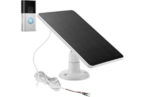 JOYFAN 5W Solar Panel for Ring Doorbell,USB Solar Panel for Outdoor Rechargeable Battery Camera,Compatible with Ring Battery Video Doorbell, Waterproof, Adjustable Security Mount,10FT Cable (White)