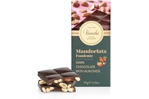 Venchi - Tavoletta Mandorlata Cioccolato Fondente, 95 g, Senza Glutine, Senza Coloranti e Senza Conservanti