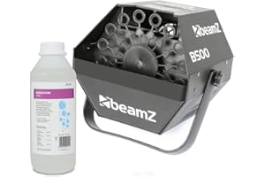 BeamZ B500 Bubble Machine with Fluid - High Output DJ Bubble Blowing Machine, Compact Design, 550ml Tank, 1L Fluid Included, Perfect for Parties and Events