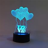 Conwea 3D Tisch Licht Lampe 3D optische Illusion Liebe Modell Nacht 7 Farbe ändern USB Touch Button LED Tisch Tisch Lampe Lampe - 5