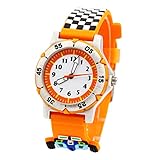Silikon Armbanduhr Kinderuhr Lernuhr 3D Pattern sportliche Uhr schönes Geschenk für Kleine Kinder und Jungen (Auto Orange)
