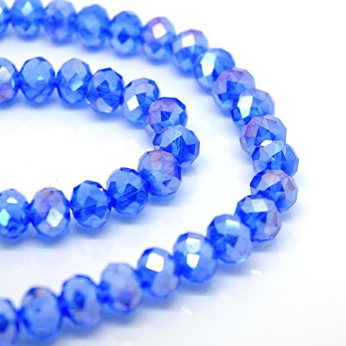 FACETED RONDELLE CRYSTAL GLASS BEADS PICK AB COLOUR &amp; SIZE BY STAR BEADS (Sapphire AB, 8mm (70pcs))