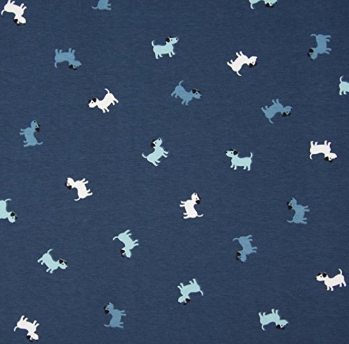 0,5m Jersey kleine Hunde blau-türkis 5% Elasthan 95% Baumwolle Meterware 140cm breit