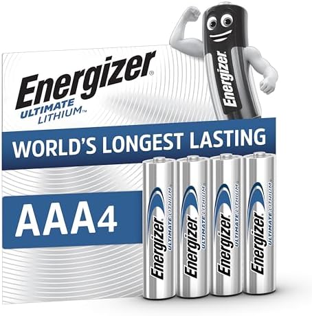Energizer Ultimate Lithium AAA (Confezione da 4) Pile 1,5V - Le batterie AAA di più lunga durata al mondo - 25 anni di conservazione - 100% imballaggio riciclabile privo di plastica