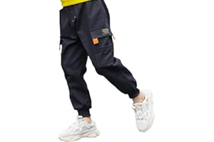 Rolanko Pantalones Cargo para Niños, Pantalones de Uniforme Escolar con Cintura Elástica para Niños de 6 a 14 Años