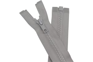 YaHoGa 2 Stück 70 cm Reißverschluss Kunststoff 5mm teilbar Reissverschluss Reißverschluss für Jacken Grau