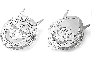 COCKTAIL7 Passoire à Cocktail Professionnelle Démon Japonais Design, Passoire de Bar sans Pattes Acier Inoxydable 304 Matériel Boisson Mixologie Cocktail Bar Strainer Accessoire Barman (ONI et SHIRO)